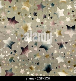 Nahtloses Muster aus Sternmotiv in aufwändigen Farben und Textur Stockfoto