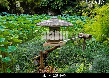 Steinlaterne auf japanischem Garten, Rio de Janeiro, Brasilien Stockfoto