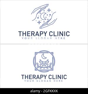 Hand Stern Mond Vektor Logo Design medizinische Klinik Stock Vektor