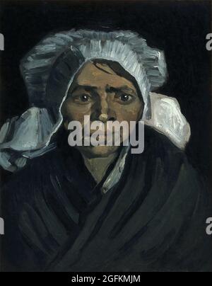 Vincent van Gogh – Kopf einer Bauernfrau (1884) berühmtes Gemälde. Stockfoto