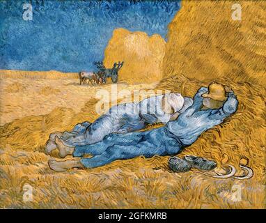 Vincent van Gogh – die Siesta (1890) berühmtes Gemälde. Stockfoto