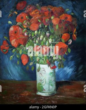 Vincent van Gogh – Vase mit Mohnblumen (1886) berühmtes Gemälde. Stockfoto