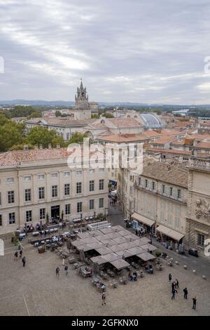 Luftaufnahme über die Altstadt von Avignon in der Provence, Frankreich Stockfoto
