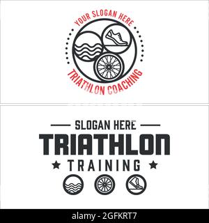 Triathlon Symbol Laufen Schwimmen Radfahren Logo-Design Stock Vektor
