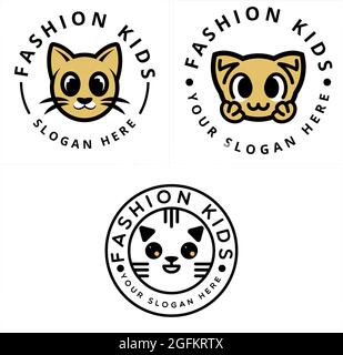Tierhandlung Label Industrie mit Icon Katze Logo Design Stock Vektor