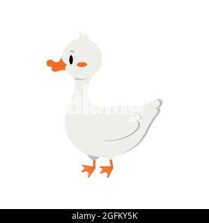 Gans niedlichen heimischen Ente Tier isoliert auf weißem Hintergrund. Stock Vektor