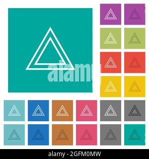Mehrfarbige flache Symbole auf einfachen quadratischen Hintergründen im Dreieck für Notfälle. Weiße und dunklere Symbolvarianten für schwebe- oder aktive Effekte Stock Vektor