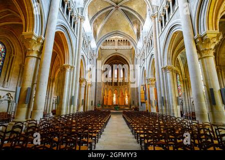 In der Kathedrale Notre Dame von Lausanne. Die Kathedrale gilt als wichtiges gotisches Gebäude. Schweiz. Lausanne ist eine Stadt Stockfoto