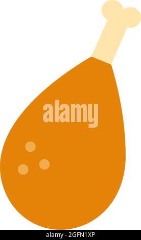 Hähnchenschenkel-Symbol. Isoliertes, flaches Farbsymbol. Vektorgrafik. Fleischwaren und Geflügel. Lebensmittelzutaten Stock Vektor