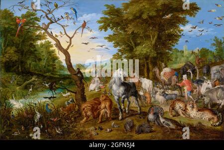 Jan Brueghel der Ältere;1568–1625; der Eintritt der Tiere in die Arche Noah; 1613; Öl auf Tafel; USA Stockfoto