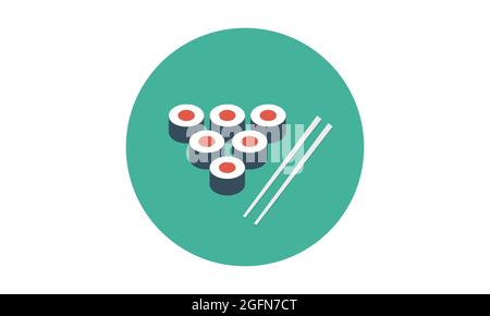 Sushi Icon Design, Essen im Restaurant Abendessen Mittagessen kochen und essen Thema Vector Illustration Stock Vektor