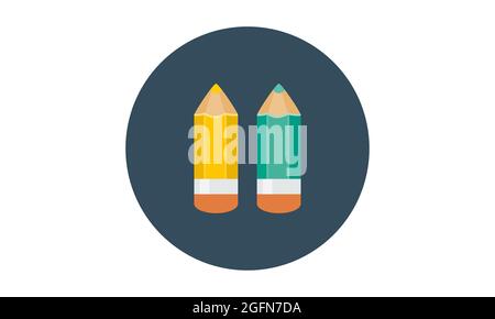 Symbol für Buntstifte, Symbol für flache Zeichnung Stock Vektor
