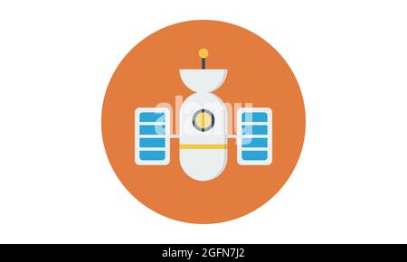 Weltraumsatellitensymbol. Einfache Darstellung des Vektorsymbols für Weltraumsatelliten für Web- und mobile Apps. Stock Vektor