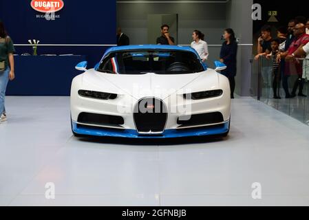 DUBAI, VAE - November 16: Der Bugatti Chiron Sportwagen ist Auf der Dubai Motor Show 2019 Am 16. November 2019 Stockfoto