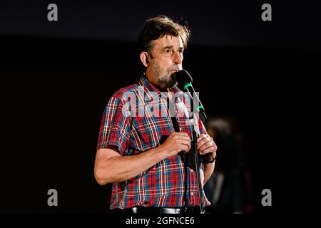 Bologna, Italien. Juli 2021. Filmregisseur Nanni Moretti beim 35. 'Il Cinema Ritrovato' (was soviel wie 'Kino wiederentdeckt' bedeutet) Filmfestival in Bologna, I Stockfoto