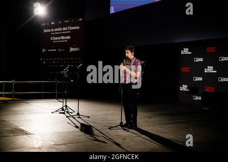 Bologna, Italien. Juli 2021. Filmregisseur Nanni Moretti beim 35. 'Il Cinema Ritrovato' (was soviel wie 'Kino wiederentdeckt' bedeutet) Filmfestival in Bologna, I Stockfoto