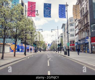 Bond Street während der Pandemie von 2021 in London, Großbritannien. Stockfoto