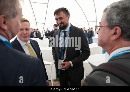 KIEW, UKRAINE - 26. AUGUST 2021 - temporärer amtierender Vorsitzender des Vorstands der Ukrainischen Eisenbahn Oleksandr Kamyshin Stockfoto