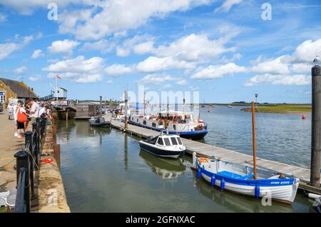 Hafen in Wells-next-the-Sea, Norfolk, East Anglia, England, Großbritannien Stockfoto