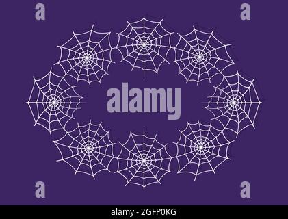 Spinnennetz-Kranz für halloween-Designs. Trick or Treat-Rahmen. Vektorgrafik Stock Vektor