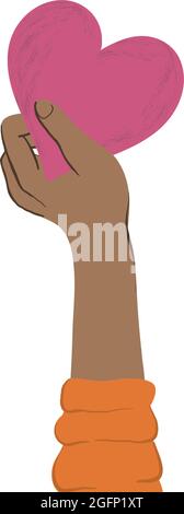 Menschliche Hand hält das Herz. Gemeinschaft, Nächstenliebe, Gemeinsamkeit, Diversitätskonzept. Stock Vektor