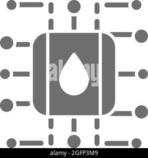 Wasserversorgungs- und Reinigungssystem, intelligentes Filtersystem, graues Symbol. Stock Vektor