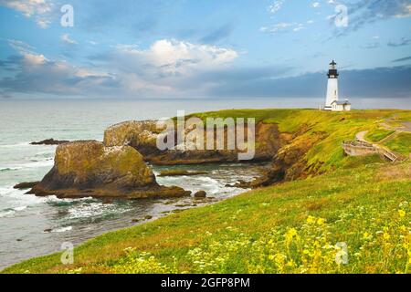 Yaquina Head Lighthouse an der Pazifik Küste von Oregon in der Nähe von Newport Oregon Stockfoto