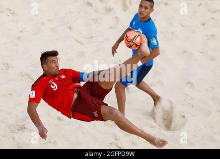 24. August 2021; Luzhniki Stadium, Moskau, Russland: FIFA World Cup Beach Football Turnier; Dejan Stankovic aus der Schweiz, während des Spiels zwischen El Salvador und der Schweiz, in der 3. Runde der Gruppe C Stockfoto