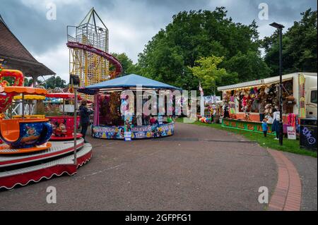 Mobile Jahrmarkt findet jedes Jahr in Chapel Field Gardens in Norwich Norfolk statt Stockfoto