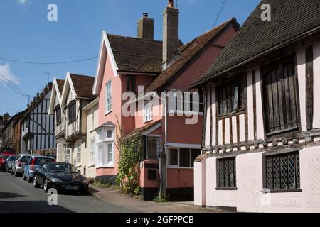 Fachwerkhäuser Prentice Street Lavenham Suffolk Stockfoto