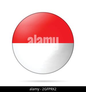 Glaskugel mit Flagge Indonesiens. Runde Kugel, Vorlagensymbol. Indonesisches nationales Symbol. Glänzende realistische Kugel, 3D abstrakter Vektor Stock Vektor
