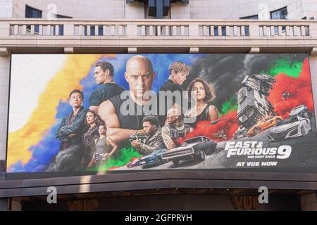 Poster für FAST & FURIOUS 9 Film im Vue Cinema Stockfoto