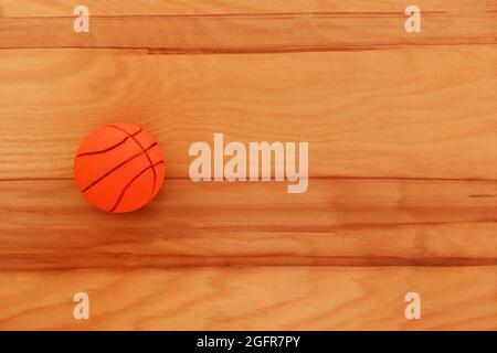 Holzboden Orange Basketball Kugeln Hintergrund Gesättigte Farbe Horizontal Stockfoto