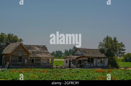 Leere, heruntergekommene Häuser auf dem Land von Nyssa, Malheur County, Oregon Stockfoto