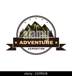 Abenteuer, Camping, Lagerfeuer, Camping, Logo Vektor Illustration. Vintage-Design Stock Vektor