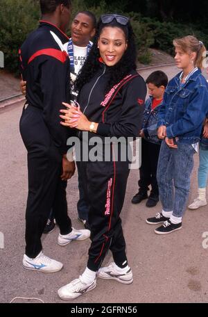 Florence Griffith-Joyner nimmt am 10. Juni 1989 am McDonald's Jackie Joyner-Kersee Sports Invitational im Drake Stadium auf dem UCLA Campus in Westwood, Kalifornien, Teil.Quelle: Ralph Dominguez/MediaPunch Stockfoto