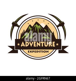 Mountain Rock Climbing Adventure Logo Vektor Stock Vektor
