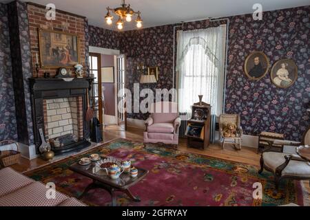 Beckley, West Virginia. Beckley Exhibition Coal Mine, Superintendent's House Parlor, Wohnzimmer. Stockfoto