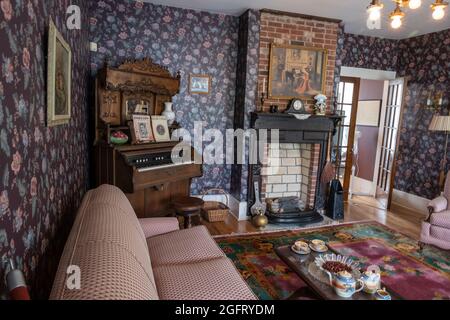 Beckley, West Virginia. Beckley Exhibition Coal Mine, Superintendent's House Parlor, Wohnzimmer. Stockfoto