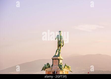 Rückseite der David-Statue in Florenz, Toskana, Italien Stockfoto