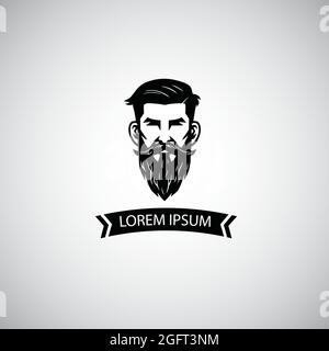 Barbershop Logo-Vorlage mit Hipster man. Vektorgrafik Stock Vektor