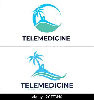 Logo-Design mit Strandblick Stock Vektor