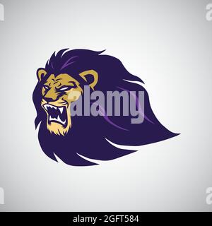 Wild Lion Roaring Kopf Maskottchen Vektor Illustration Logo Design Vorlage Symbol Stock Vektor