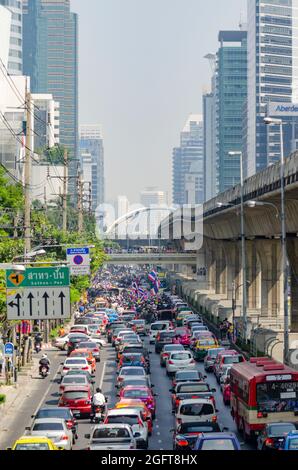Proteste gegen die Regierung in Bangkok, Thailand. Dezember 2013 Stockfoto