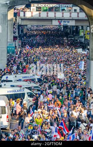 Proteste gegen die Regierung in Bangkok, Thailand. Dezember 2013 Stockfoto