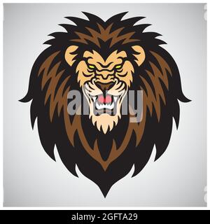 Wild Lion Logo Roaring Maskottchen Vektor Stock Vektor