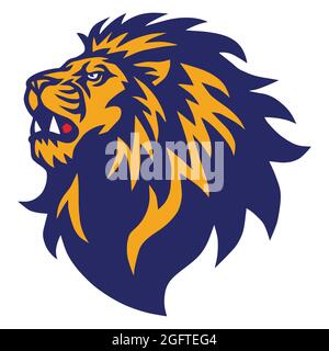 Löwenkopf Roaring Logo Esport Maskottchen Design Stock Vektor