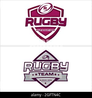 Design-Vektor mit Rugby-Schild-Logo Stock Vektor