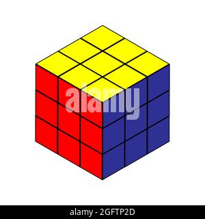 Vinnyzja, Ukraine - 23. August 2021. Vektordarstellung von Rubik's Cube isoliert auf weißem Hintergrund Stock Vektor