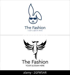 Der Modehaus mit Kaninchen- und phoenix-Logo-Design Stock Vektor